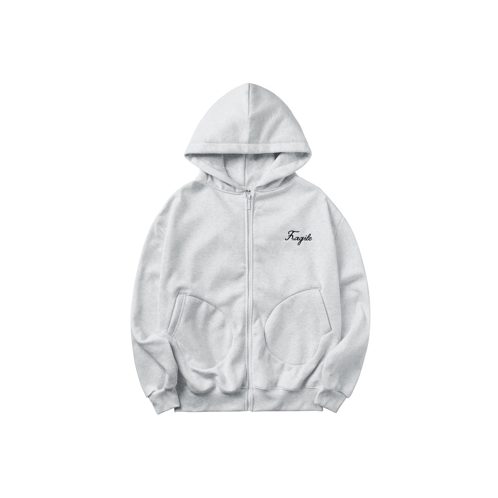 Áo Heather Gray Zip-up Hoodie