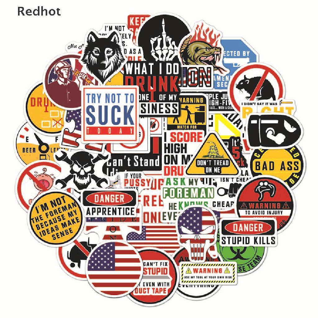 Bộ 50 Miếng Dán Cứng In Chữ Hài Hước Cho Xây Dựng