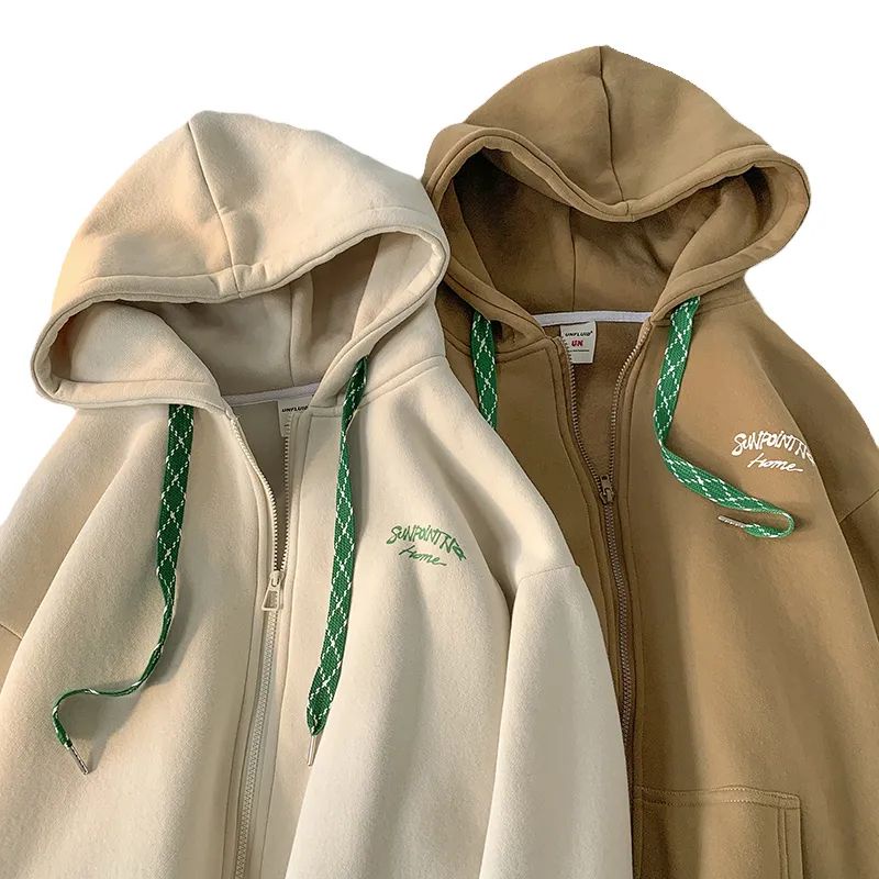 Áo Khoác Cardigan Dáng Rộng Có Mũ Trùm Phối Khóa Kéo Đơn Giản Phong Cách Retro Hong Kong Thời Trang Xuân Thu Mới Cho Nữ