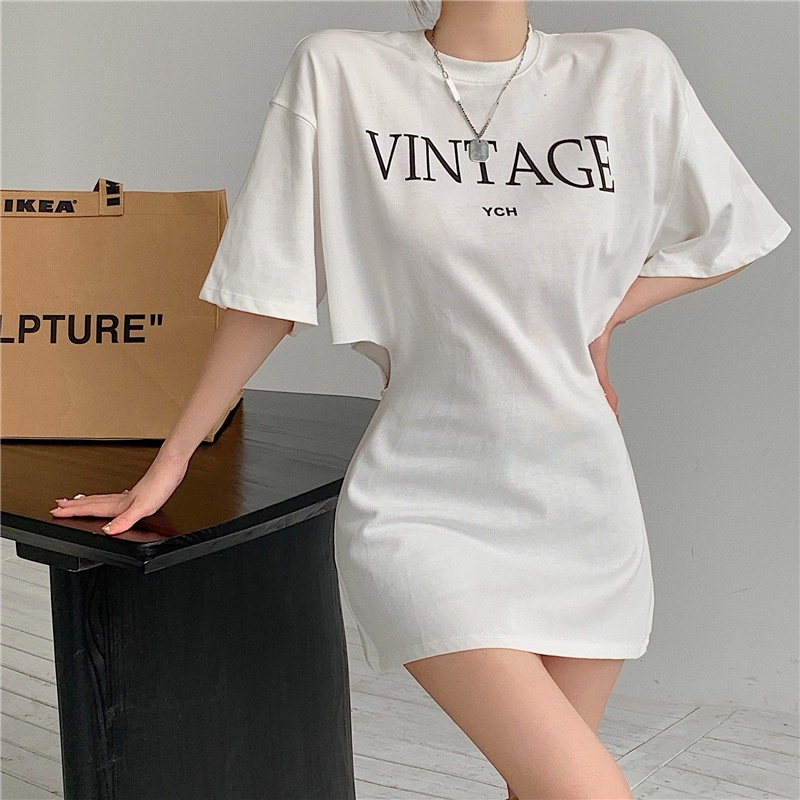 Áo Thun Lửng Tay Lỡ Xẻ Tà Thời Trang Dành Cho Nữ