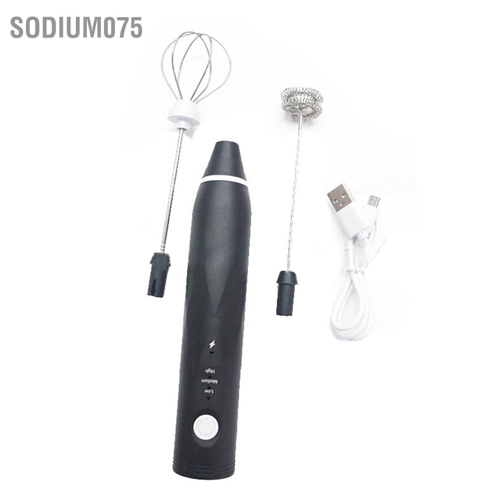 Sodium075 Điện Bọt Sữa Thép Không Gỉ Thao Tác Dễ Dàng Máy Trộn Cà Phê Cầm Tay Cho Nhà Bếp Đen 0.8A DC 5.5V 2W