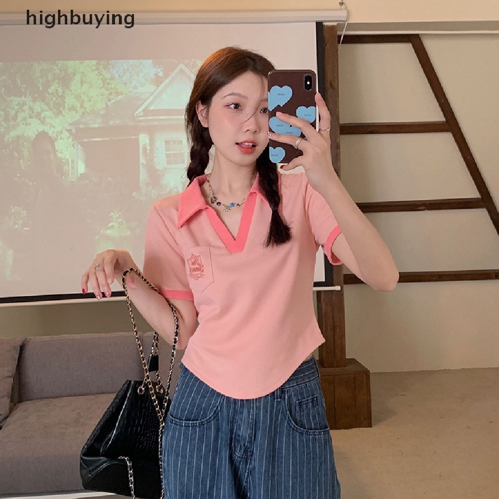 Áo polo Ngắn Tay Phối Túi Thời Trang Mùa Hè Dành Cho Nữ