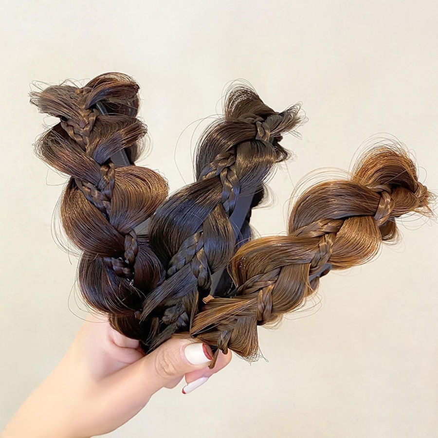 Băng Đô Cài Tóc Giả Thắt Bím Tự Nhiên Phong Cách Hàn Quốc