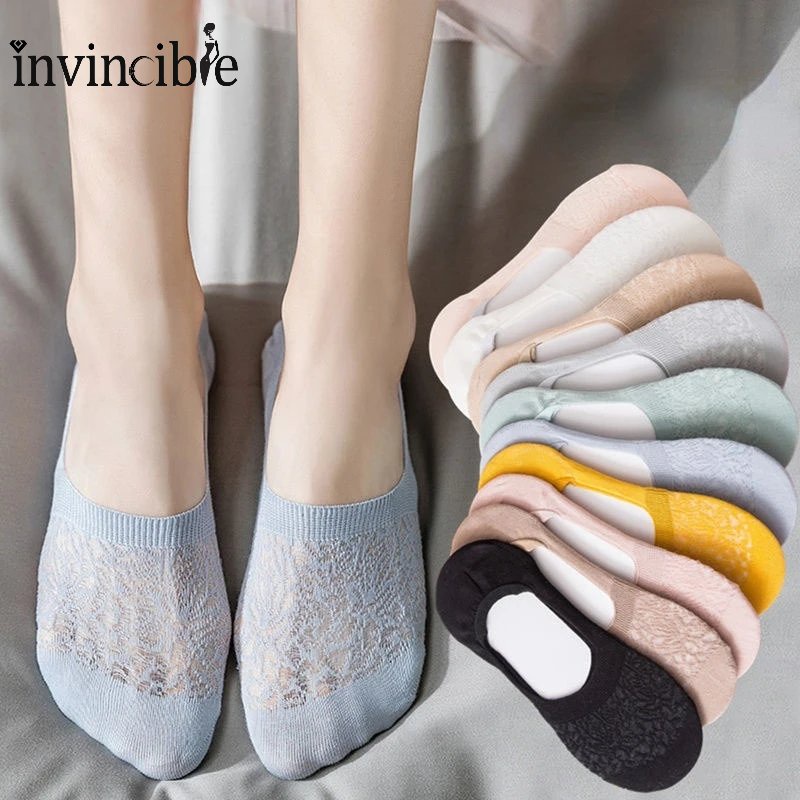 Ultra Vớ Thuyền Lưới Siêu Mỏng Thoáng Khí Thoải Mái Chống Trượt Màu Trơn Cho Nữ