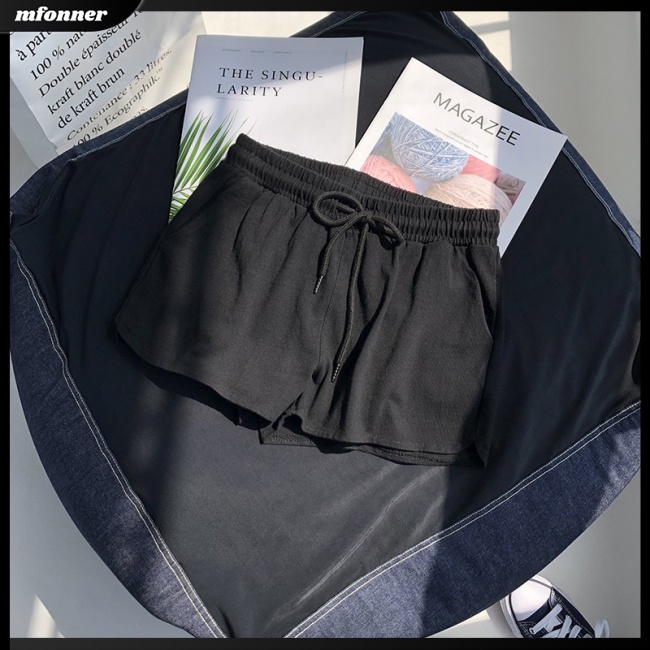 Quần Short Thể Thao Lưng Cao Dáng Rộng Co Giãn Tốt Thời Trang Mùa Hè Cho Nữ