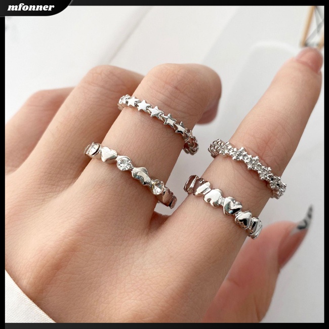 Set 4 Nhẫn Đeo Khớp Ngón Tay Thiết Kế Đa Dạng, Thời Trang