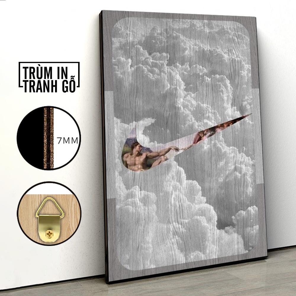 Tranh in gỗ trang trí nội thất Nike Đám Mây decor phòng ngủ phòng khách văn phòng