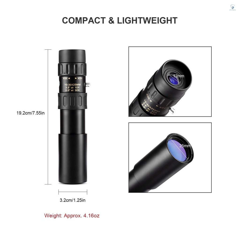 Kính Viễn Vọng Đơn 10X-30X Kèm Túi Đựng BAK4 FMC Tiện Dụng Cho Các Hoạt Động Thể Thao Ngoài Trời