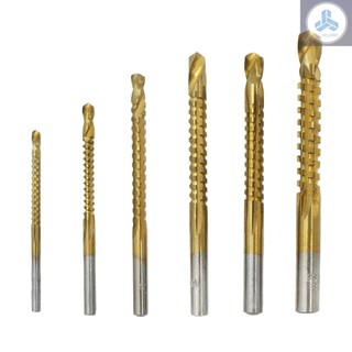 6 PCS Twist Drill Saw Drill Set High Speed Steel Carpentry Multi-function Metal Expansion Punch Groove Sawtooth Set Professional & DIY Use Twist Drill Bit Set