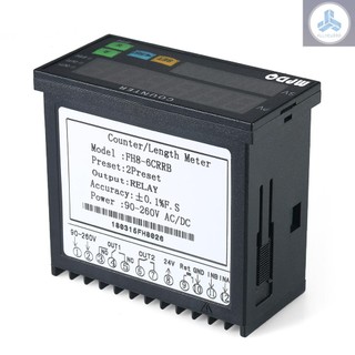 Multi-functional Dual Light-emitting Diode Display Digital Counter 90~265V AC/DC Length Meter with 2 Relay Output and Pulse PNP NPN