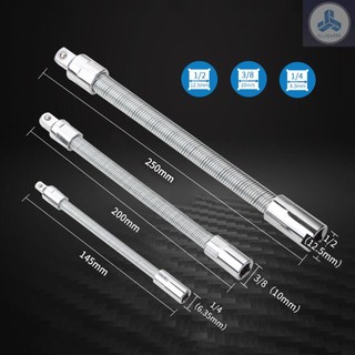 3Pcs Flexible Socket Extension Cables 1/4 3/8 1/2 Flex Socket Extension Bar Set Drive Light Impact Extender