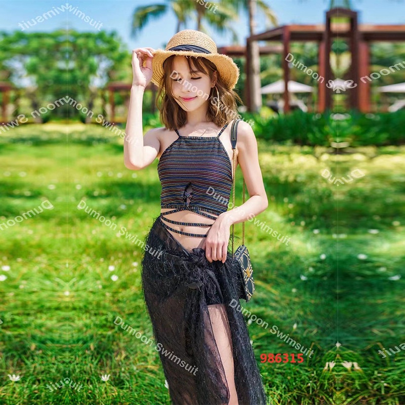 Bộ Đồ Bơi Ba Mảnh Phong Cách Hàn Quốc Quyến Rũ Cho Nữ