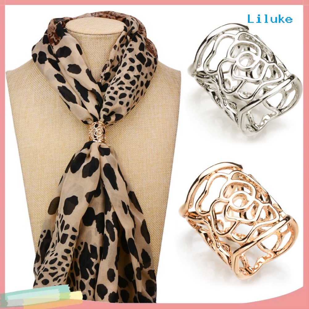 Nhẫn Kẹp Khăn Quàng Cổ Họa Tiết Hoa Hồng Thời Trang Cho Nữ