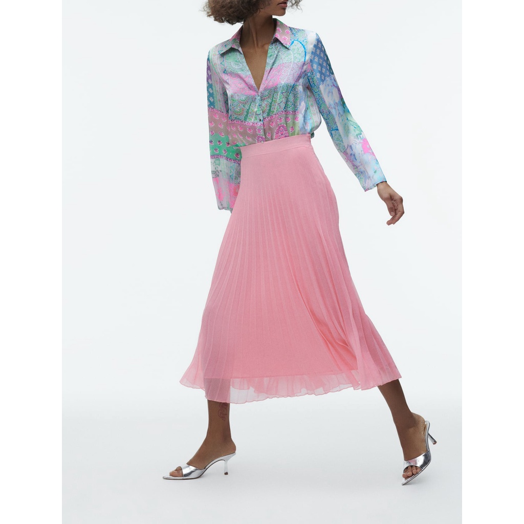 Zara Mùa Hè Áo Sơ Mi In Chắp Vá Mới 8245158/8245159