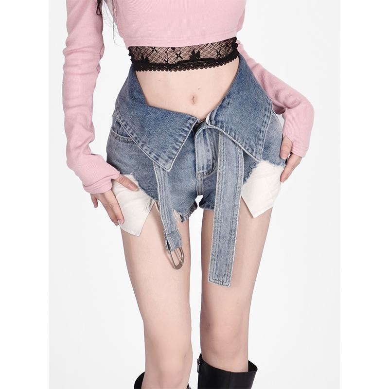 Quần Short Denim Lưng Cao Thời Trang Mùa Hè Mới Quyến Rũ Cho Nữ100227