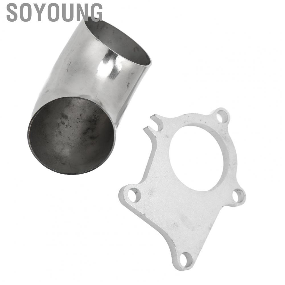 Soyoung Turbo Downpipe Adapter Flange  Impact Resistant Engine Strong Air Intake High Strength Power with 2.5in 90° Elbow for T4