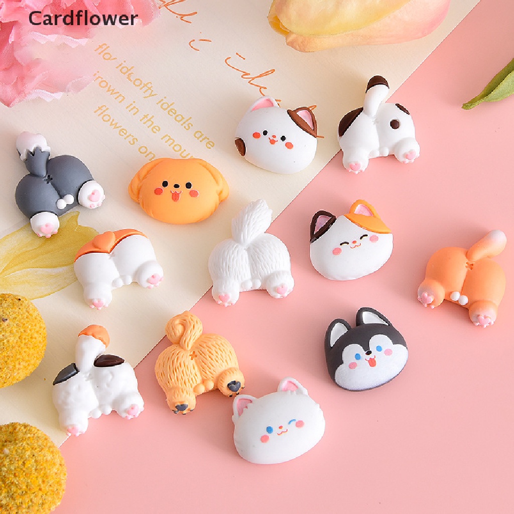 < Cardflower > Set 10 Miếng Dán Trang Trí Tủ Lạnh / Điện Thoại Hình Đầu Chó / Mèo Hoạt Hình Dễ Thương DIY