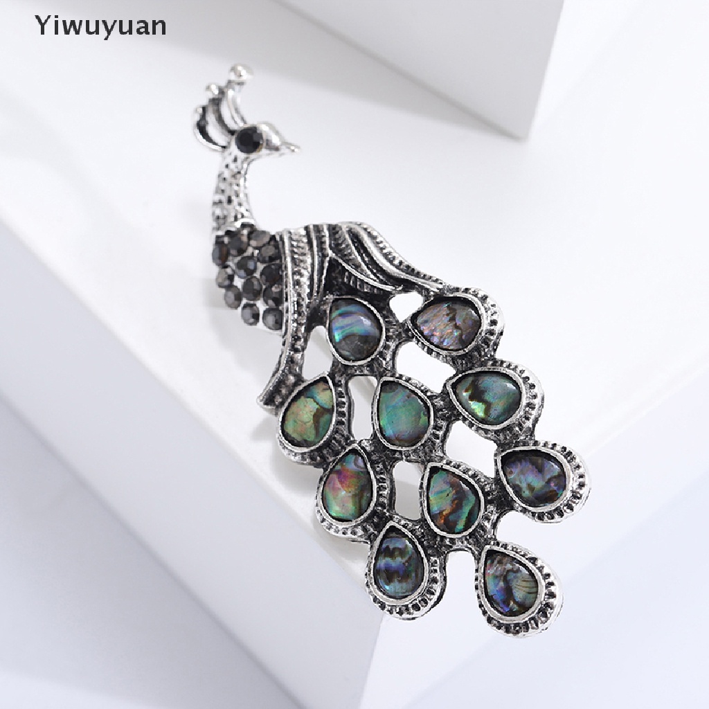 < Yiwuyuan > Ghim Cài Áo Hình Vỏ Sò Chim Công Cổ Điển Xinh Xắn Cho Nữ