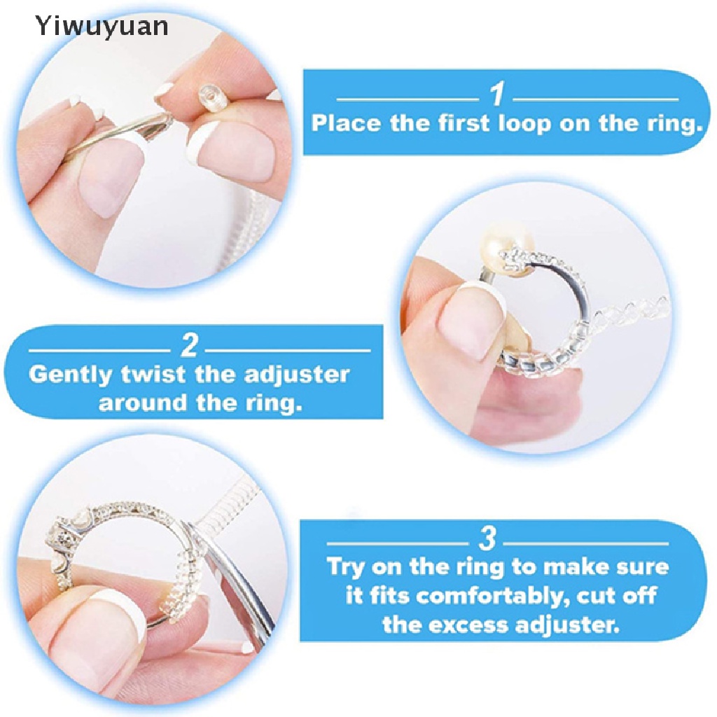 < Yiwuyuan > Bộ 5 Nhẫn Trang Sức Trong Suốt Dạng Xoắn Ốc Vô Hình Có Thể Điều Chỉnh Kích Thước