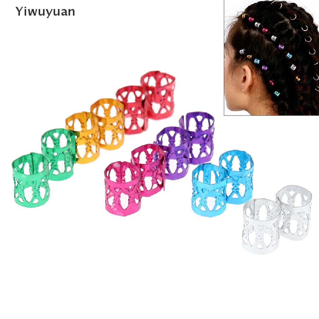 &lt; Yiwuyuan &gt; Set 100 Hạt Xỏ Tạo Kiểu Tóc Bện Nối Dài Trang Sức