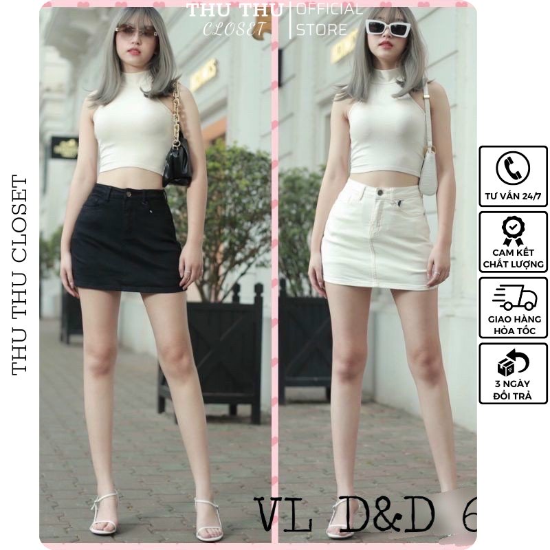 ▶️ Chân váy bò 2 màu trắng, đen. Size S M L siêu đẹp