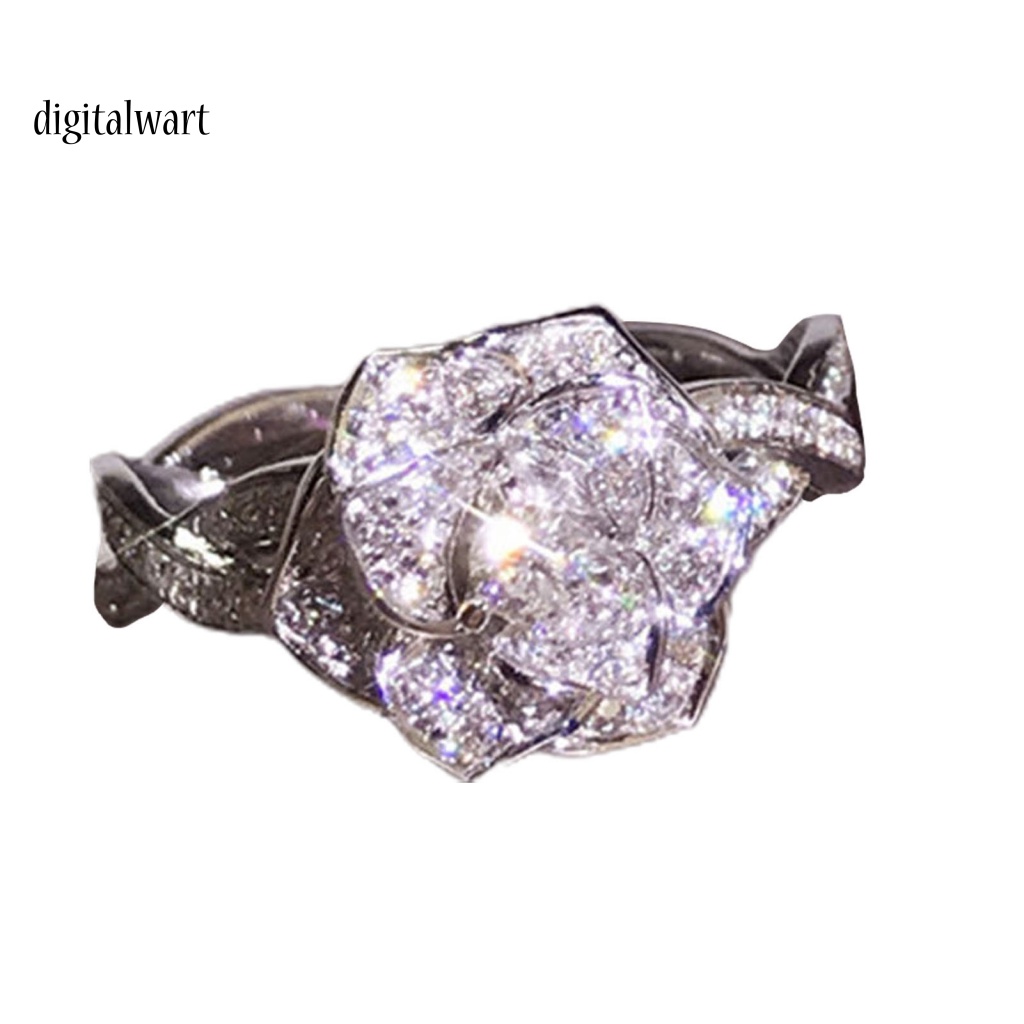 Kỹ Thuật Số| Nhẫn Đính Đá Hình Hoa Hồng Thiết Kế Nhẹ Nhàng Thời Trang Cho Nữ