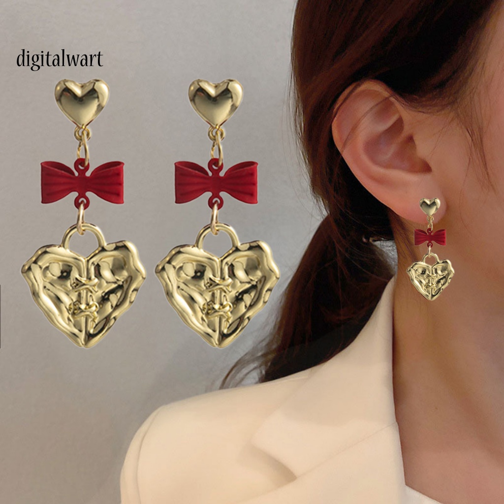 Kỹ Thuật Số| 1 Đôi Bông Tai Hình Trái Tim / Nơ Dập Nổi Phong Cách Hàn Quốc Cổ Điển Thời Trang