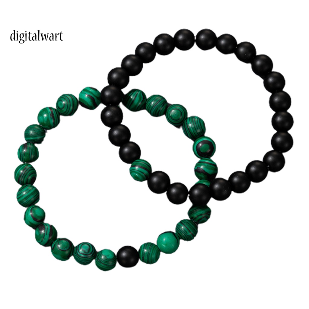 Kỹ Thuật Số| Set 2 Vòng Tay Đá Mắt Hổ Màu Xanh Lá / Đen Thoải Mái Thời Trang Hàng Ngày