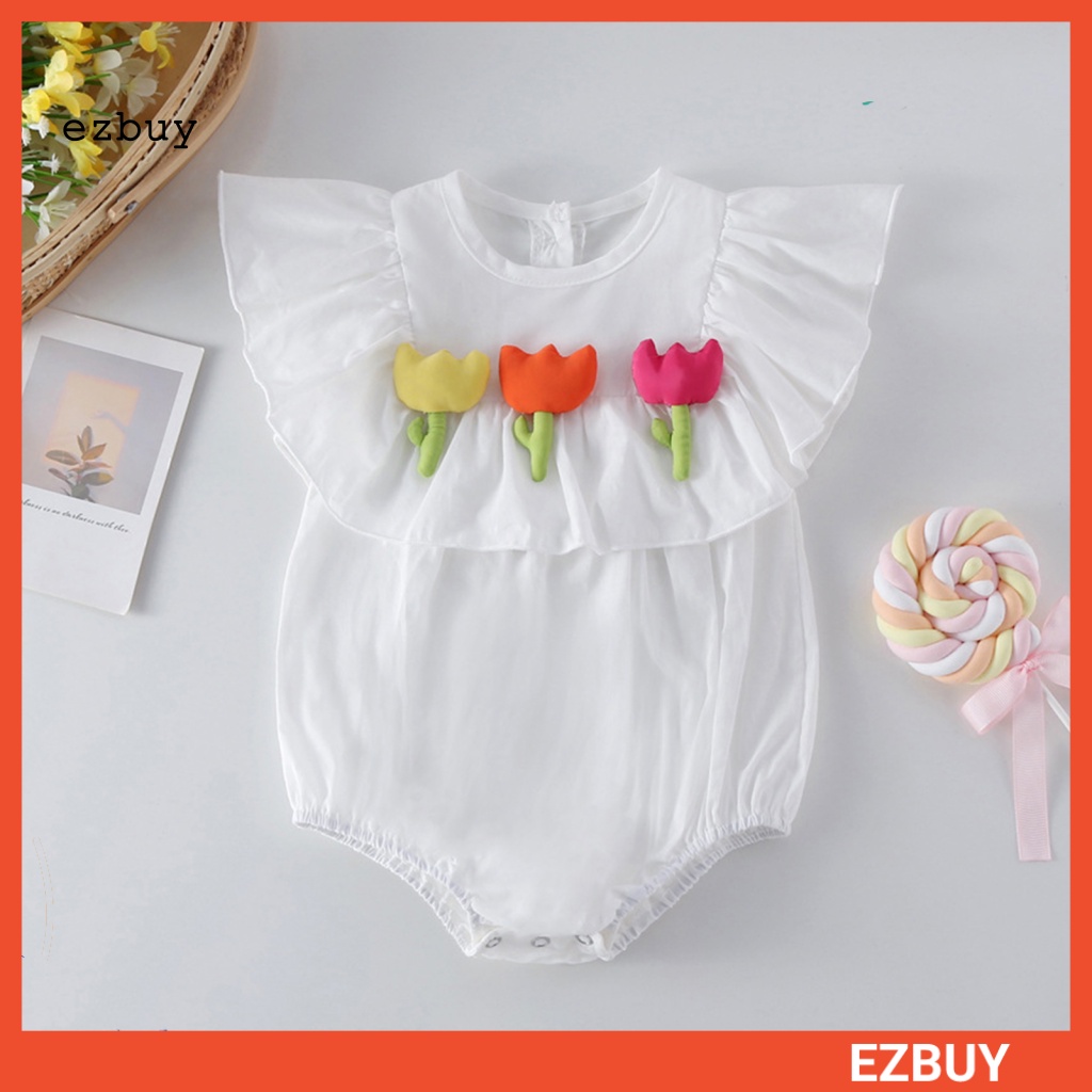 [EY] Áo Liền Quần Bằng Cotton Siêu Mềm Thân Thiện Với Da Không Có Xơ Vải Trang Trí Trong Nhà Mùa Hè Cho Trẻ Sơ Sinh