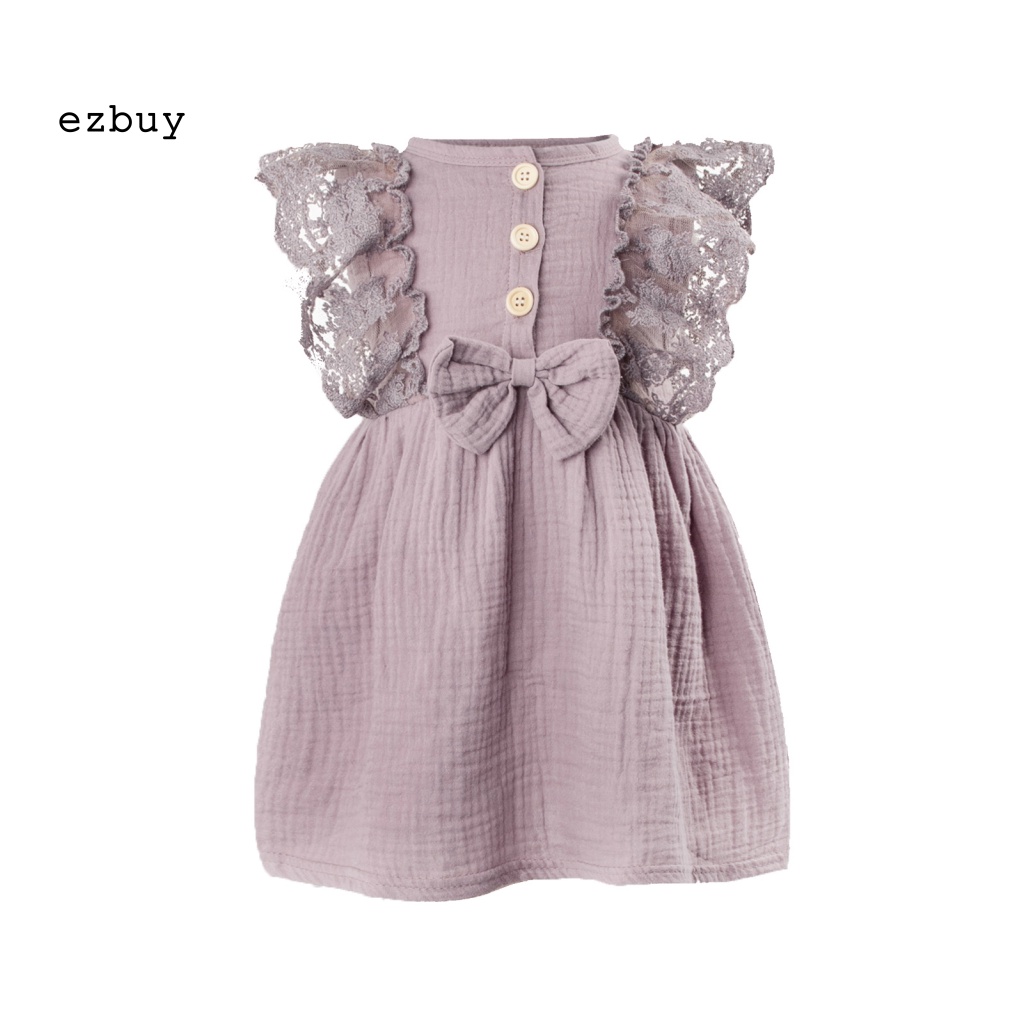 Đầm Cotton Sát Nách Thắt Nơ Thân Thiện Với Da Thời Trang Mùa Hè Cho Bé Gái