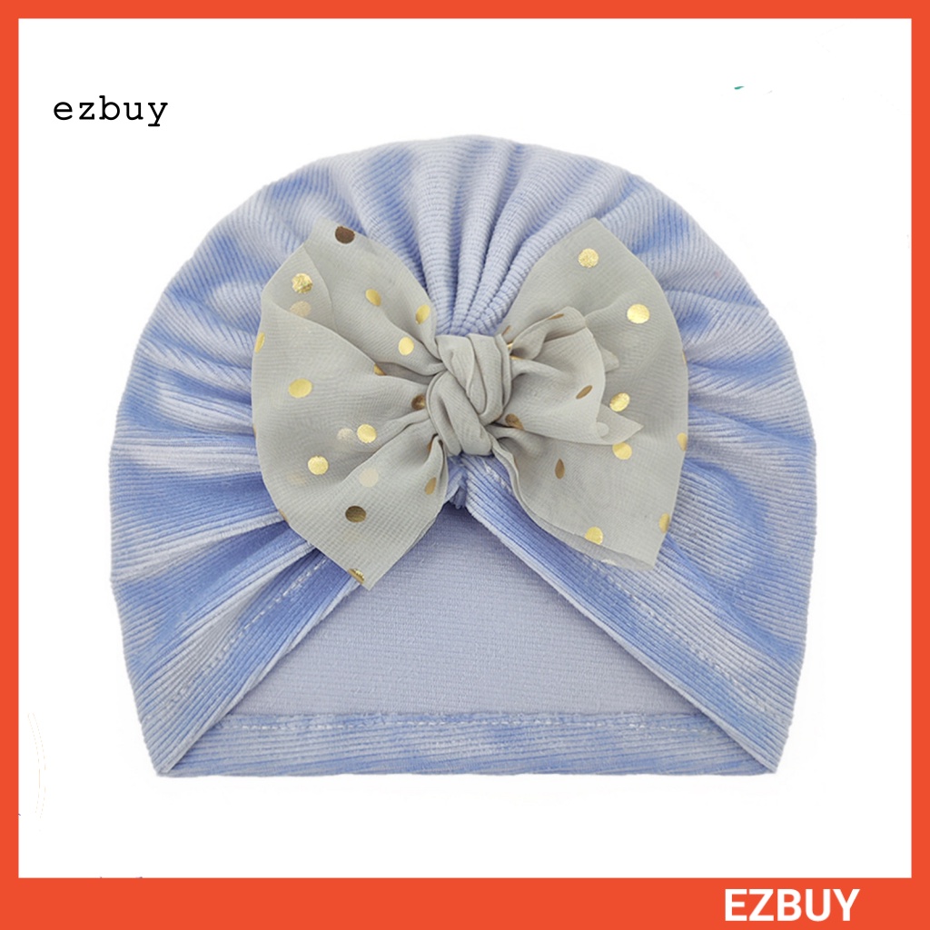 Mũ Trùm Đầu Vải Co Giãn Đính Nơ Xinh Xắn Cho Bé