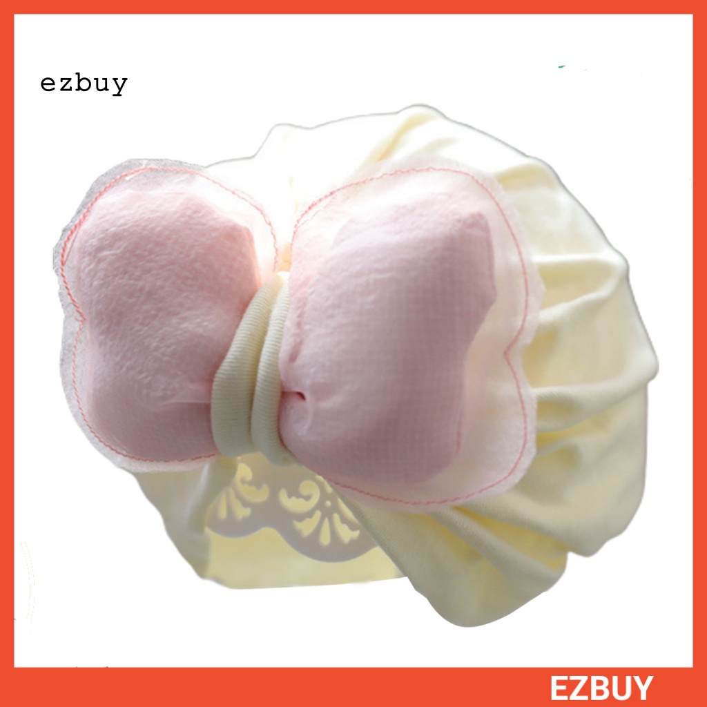 Mũ Cotton Trùm Đầu Đính Nơ Chống Nhăn Co Giãn Cho Bé