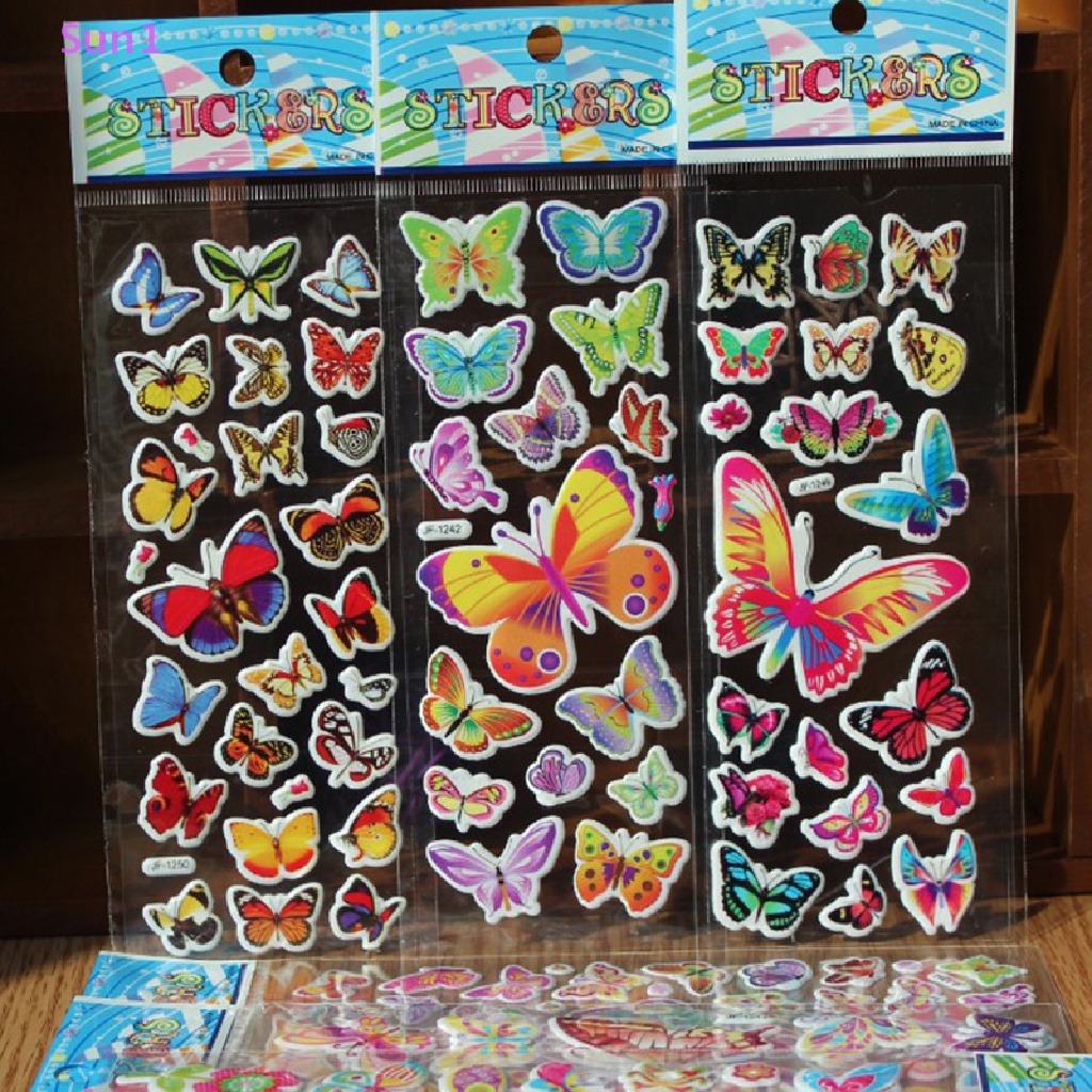 Set 10 Tấm 10 Miếng Dán Bong Bóng Họa Tiết Hoạt Hình 3D Trang Trí Sổ Tay Cho Bé Trai