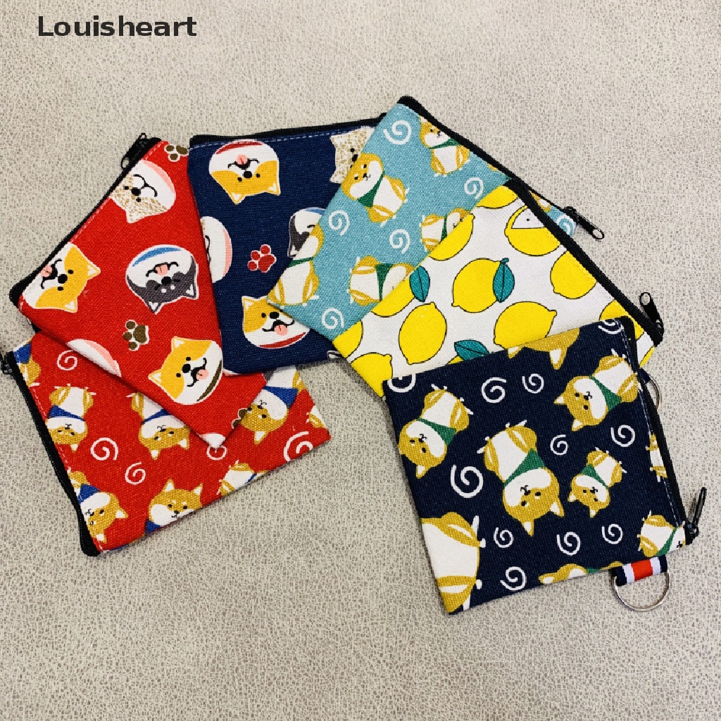 Louisheart Ví Canvas Đựng Tiền Xu / Chìa Khóa Họa Tiết Chú Chó Dễ Thương Sáng Tạo