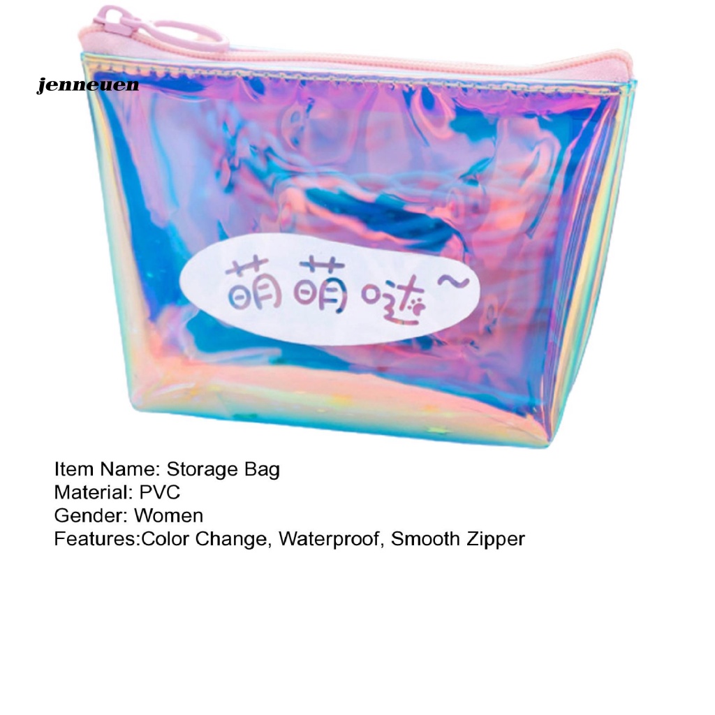 Túi Đựng Mỹ Phẩm / Tiền Xu / Trang Sức Cỡ Nhỏ Bề Mặt Mịn Có Khóa Kéo Thay Đổi Màu Sắc Chống Thấm Nước