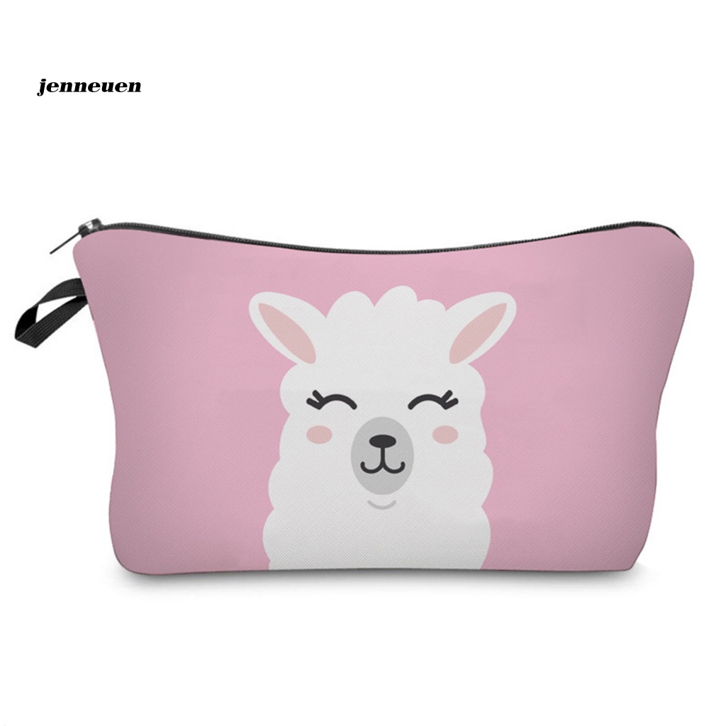 Túi Đựng Đồ Trang Điểm Dung Tích Lớn Bằng Polyester Chống Trầy In Hình Lạc Đà Dễ Thương
