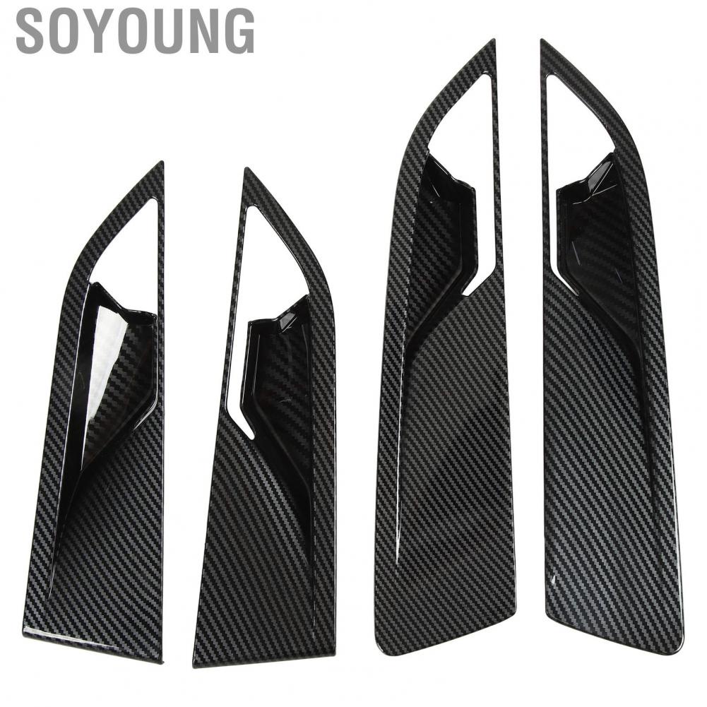 Soyoung Interior Door Handle Bowl Cover  Frame Sticker Carbon Fiber Style Easy Installation for Car