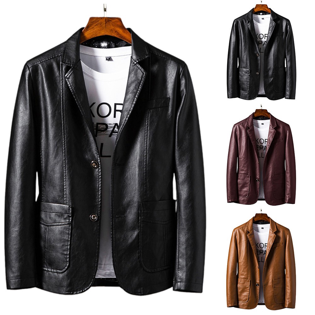 Áo Khoác Blazer Chất Da Phong Cách Doanh Nhân Cho Nam Giới KK0411