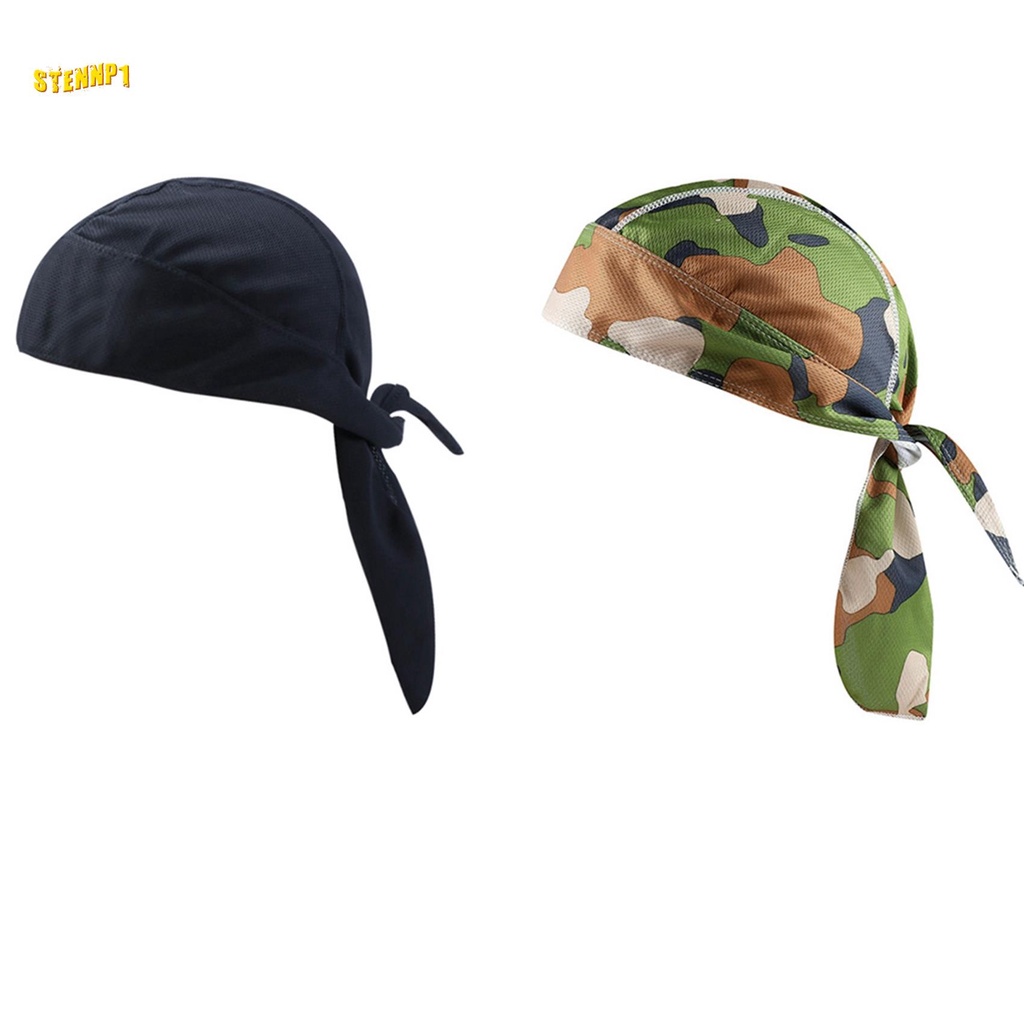Set 2 Mũ Trùm Đầu Kiêm Khăn Choàng Cổ Bandana Đi Xe Đạp Màu Đen &amp; Đen Thời Trang Mùa Hè Cho Nam