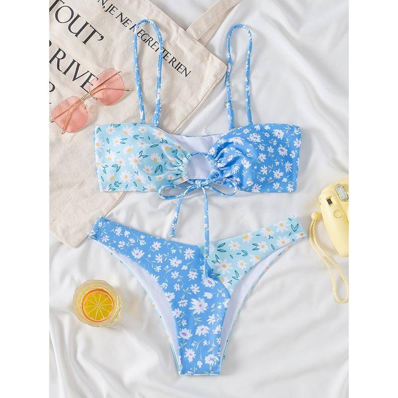bikini Bộ Đồ Bơi Họa Tiết Hoa Thiết Kế Mới Thời Trang 2023 Theo Phong Cách Âu Mỹ Cho Nữ