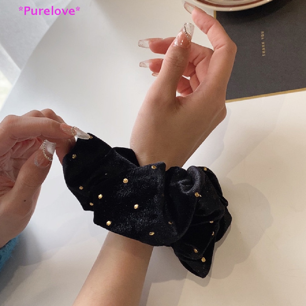 Dây Cột Tóc Nơ Vải Nhung Đen Cỡ Lớn Phong Cách Vintage Cho Nữ Mới