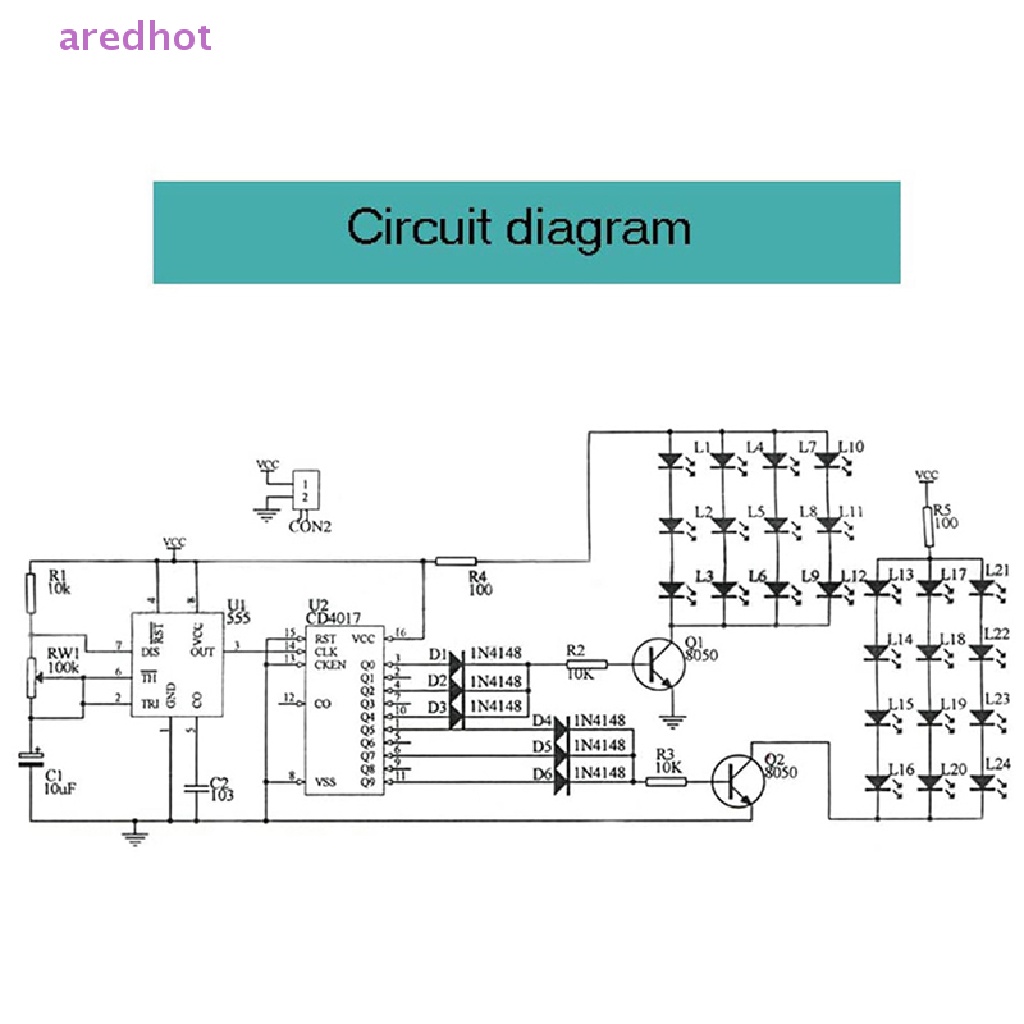 Đèn LED Điện Tử NE555 CD4017 IC Hai Màu Tự Làm Mới
