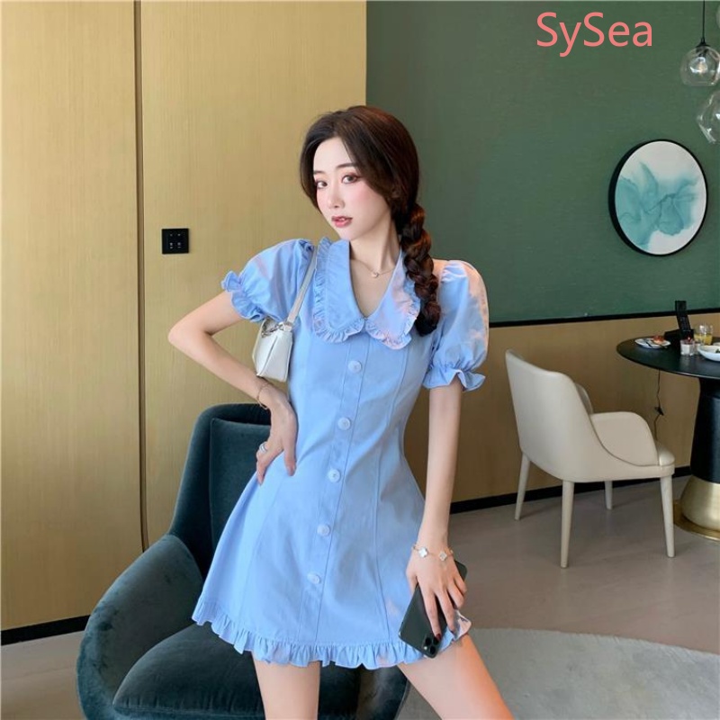 Đầm Tay Phồng Cổ Búp Bê Thời Trang Mùa Hè Pháp Cho Nữ