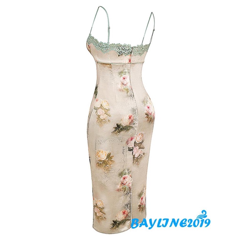 Đầm Maxi Hai Dây Hở Lưng Họa Tiết Hoa Phong Cách Boho Quyến Rũ Cho Nữ Y2K