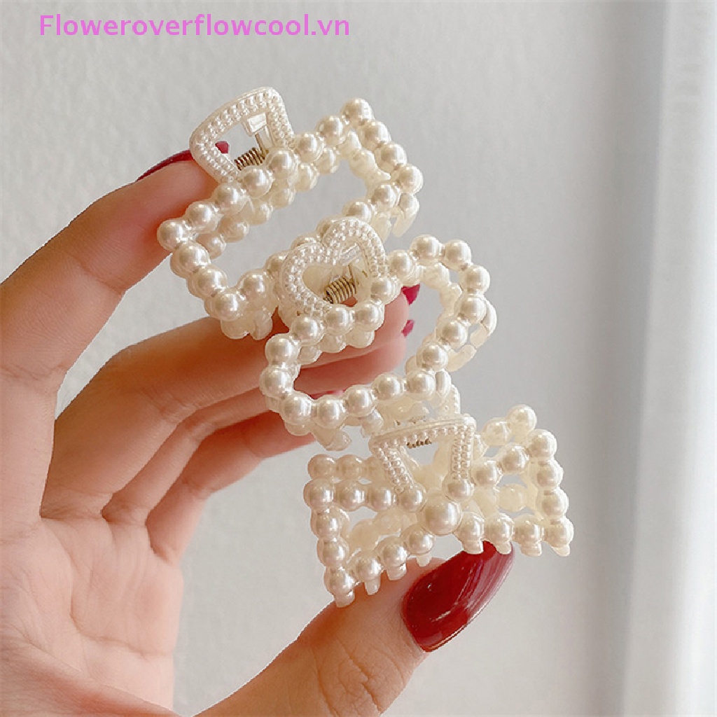 Kẹp Tóc Đính Ngọc Trai Giả Hình Nơ / Trái Tim Dễ Thương Cho Nữ