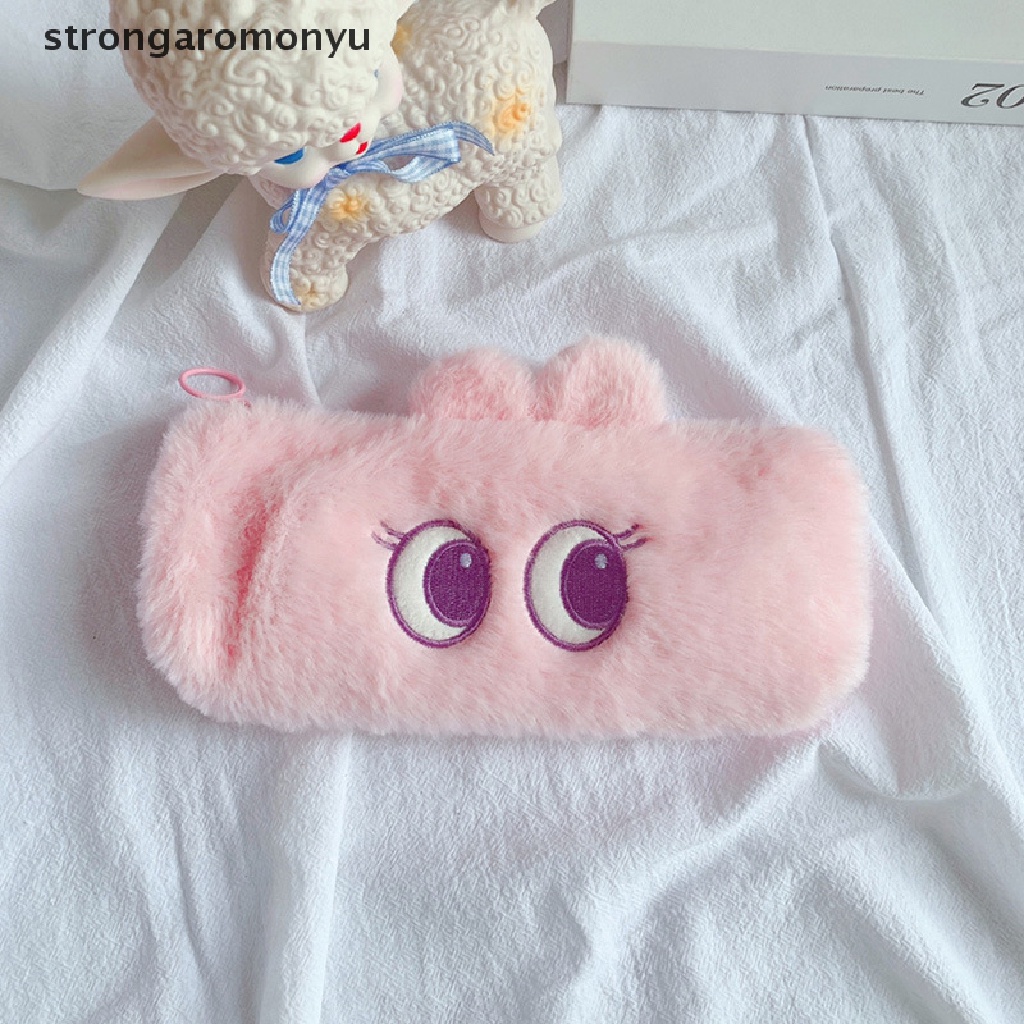 Túi Đựng Bút / Mỹ Phẩm Phủ Lông Họa Tiết Hoạt Hình Dễ Thương Cỡ Lớn Tiện Dụng