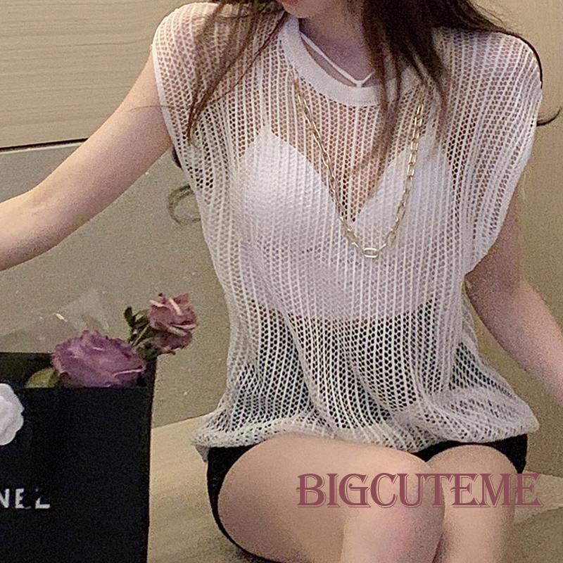 Áo Lưới Cá Sát Nách Dáng Rộng Thời Trang Mùa Hè Cho Nữ