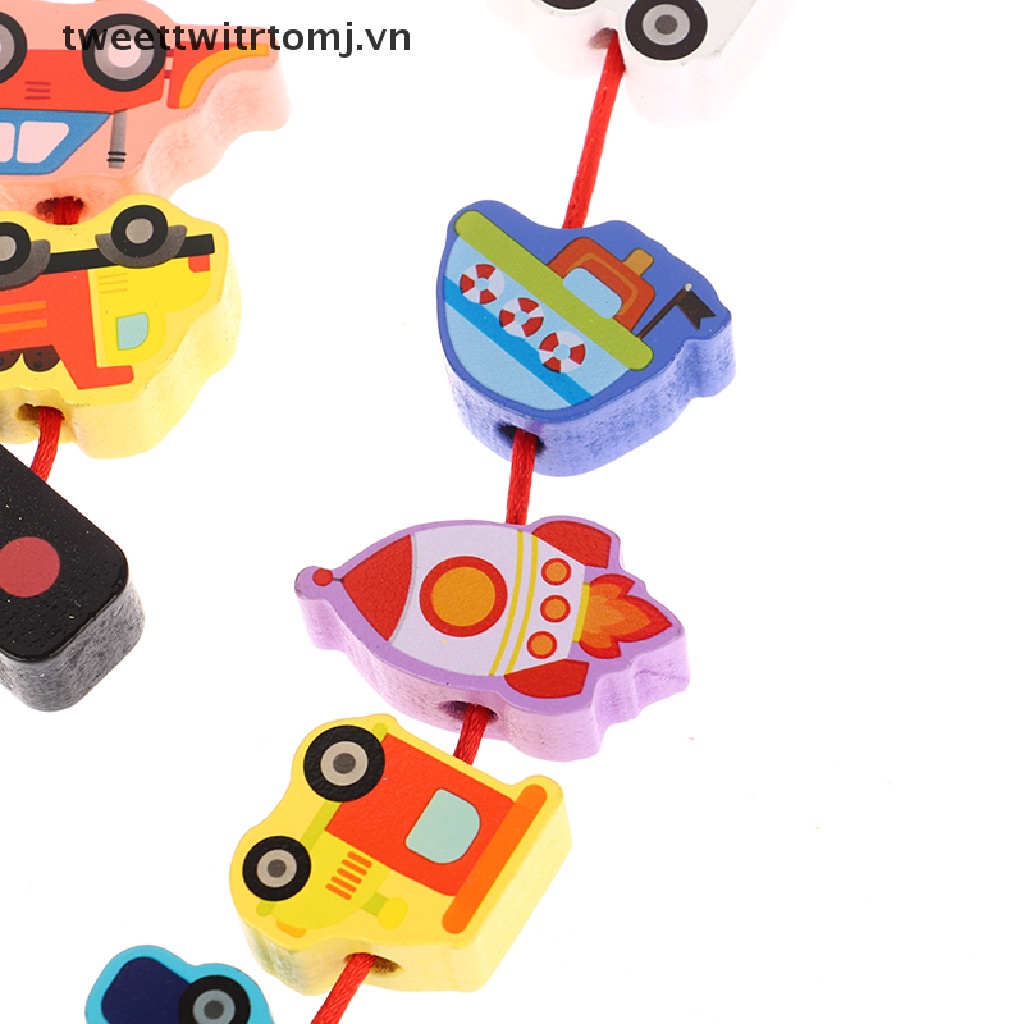 Set 12 / 16 / 23 / 25 Đồ Chơi Xỏ Dây Hạt DIY Hình Động Vật / Trái Cây Dành Cho Trẻ Em