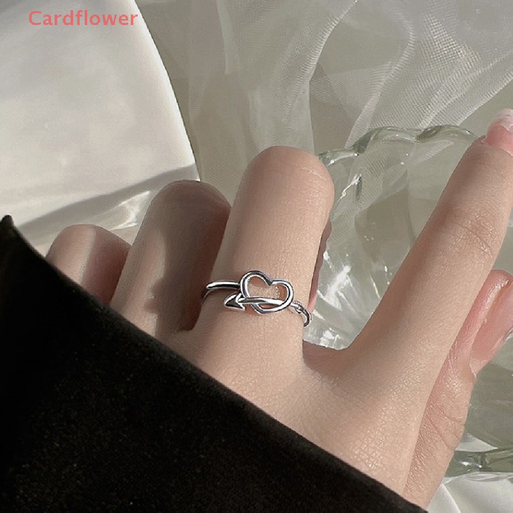 < Cardflower > Nhẫn Cưới Hình Mũi Tên Tình Yêu Lãng Mạn Màu Bạc Tinh Tế Kích Thước Miễn Phí Cho Nữ Giới