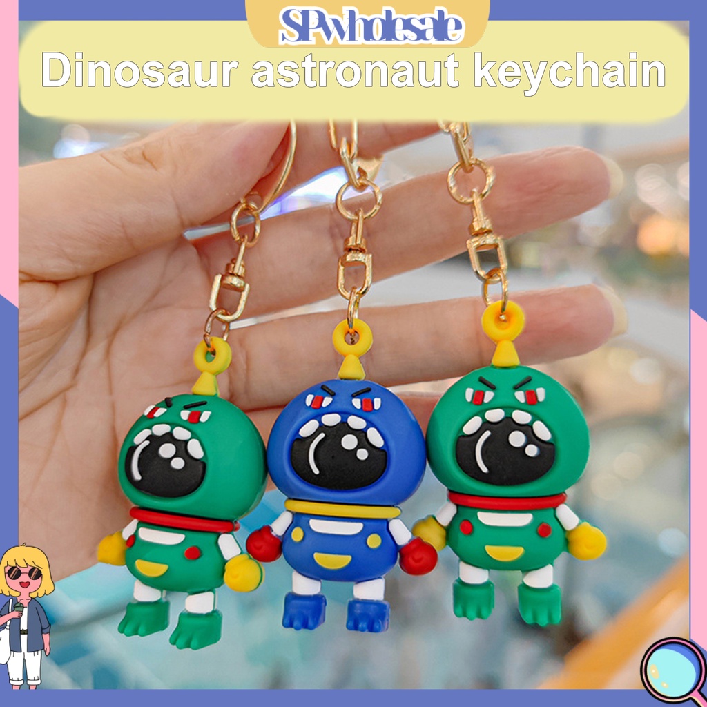 <SPwholesale> Móc Khóa Silicon Hình Phi Hành Gia Khủng Long 3D Hoạt Hình Dễ Thương